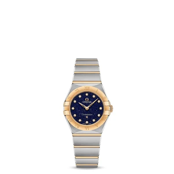 Discover Omega Watches for Every Occasion –Omega Constellation 25mm Watch - Ref: 131.20.25.60.53.001 - Blue Diamond Index Dial & 18K Yellow Gold Bezel, Two Tone Stainless Steel & 18K Yellow Gold Bracelet