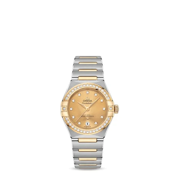 Find Omega Watches for Every Lifestyle –Omega Constellation 29mm Watch - Ref: 131.25.29.20.58.001 - Champagne Diamond Index Dial & Diamond Bezel, Two Tone Stainless Steel & 18K Yellow Gold Bracelet