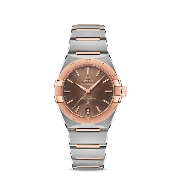 Omega Watches: Built for Performance and Luxury –Omega Constellation 36mm Watch - Ref: 131.20.36.20.13.001 - Brown Index Dial & 18K Rose Gold Bezel, Two Tone Stainless Steel & 18K Rose Gold Bracelet