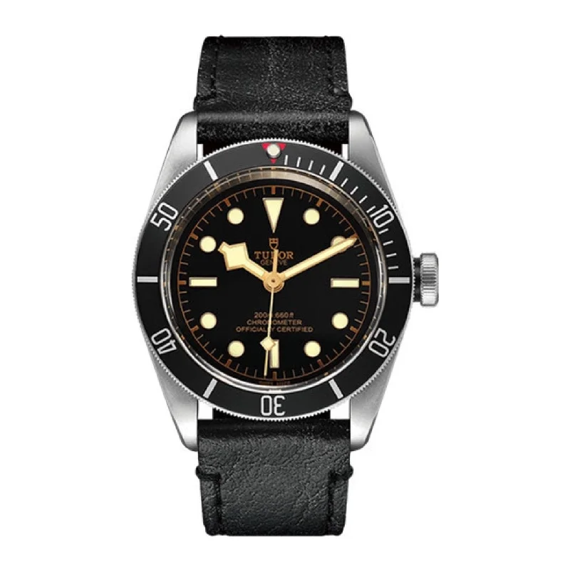 Tudor Watches: Precision and Luxury in Every Watch –Tudor Black Bay Heritage 41mm | aged black leather strap | black domed Dial | Men's Watch ref. M79230N-0008