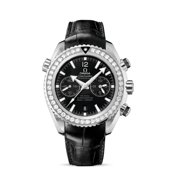 Omega Watches: Precision and Luxury in Every Watch –Omega Seamaster 46mm Watch - Ref: 232.18.46.51.01.001 - Black Chronograph Index Dial & Diamond Bezel, Black Leather Strap