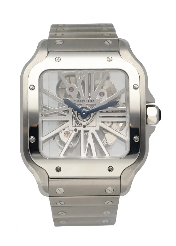 Explore Cartier’s Timeless Watch Collection –Cartier Santos WHSA0015 Large Skeleton Men's Watch Box & Papers