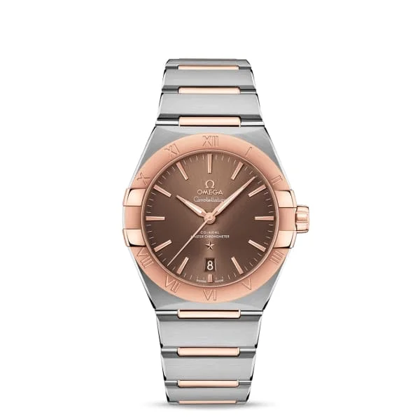 Omega Watches: Built for Performance and Luxury –Omega Constellation 39mm Watch - Ref: 131.20.39.20.13.001 - Brown Index Dial & 18K Rose Gold Bezel, Two Tone Stainless Steel & 18K Rose Gold Bracelet