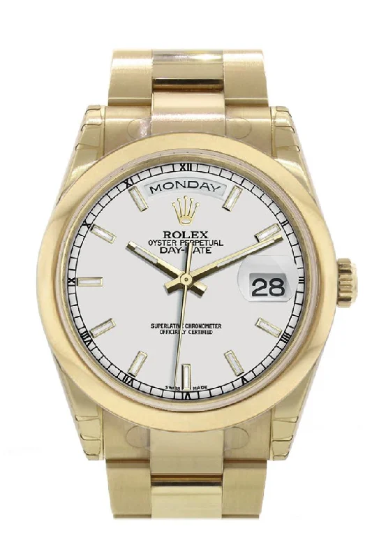 Rolex Watches for the Luxury Connoisseur –Rolex Day-Date 36 White Dial Yellow Gold Watch 118208