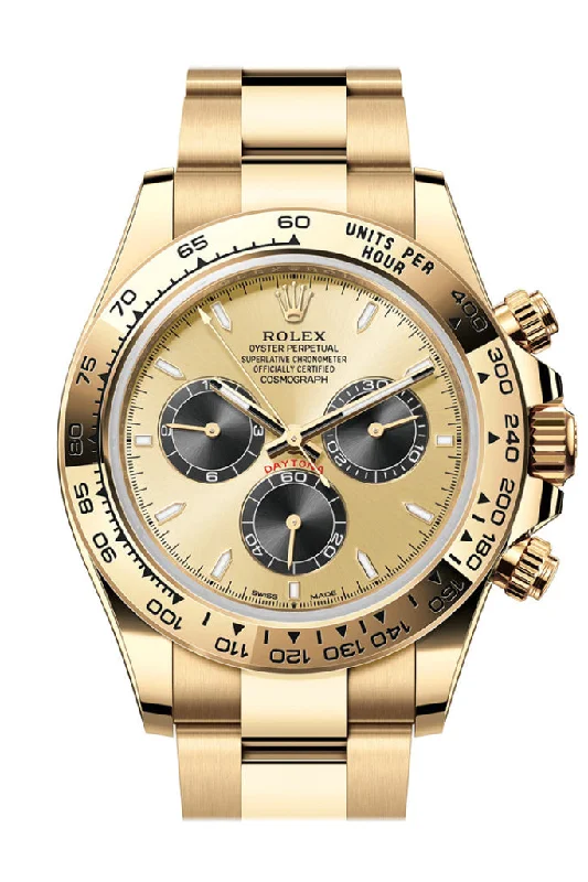 Luxury Rolex Watches Available Online –Rolex Daytona 40 Golden and Bright Black	Dial Yellow Gold Mens Watch 126508