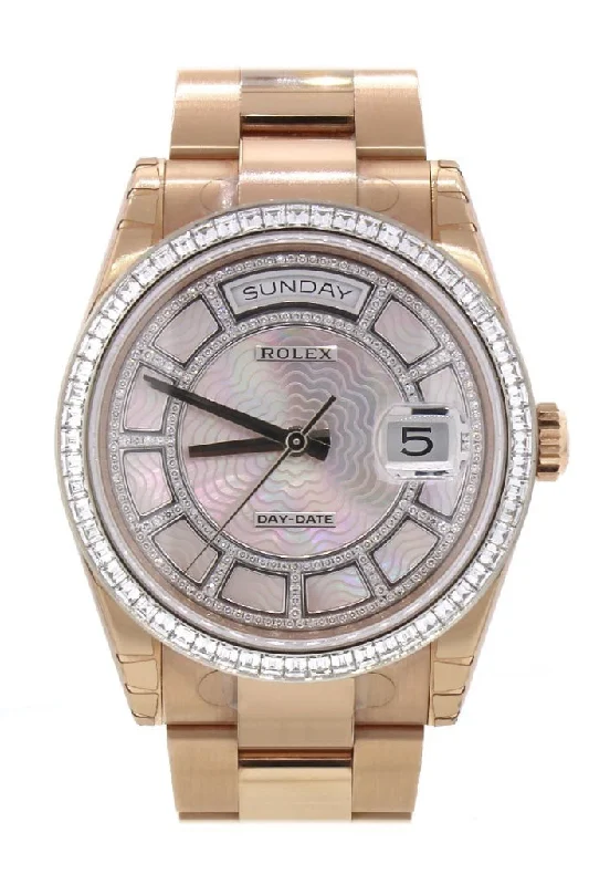 Shop for Rare Rolex Models –Rolex Day-Date 36 Carousel of Pink Mother of Pearl Diamond Dial 18K Everose gold Automatic Watch 118395BR