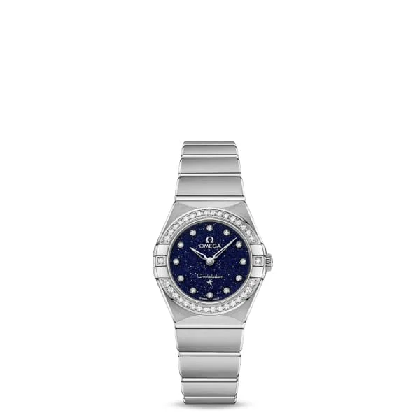 Shop Omega Watches for Lasting Quality –Omega Constellation 25mm Watch - Ref: 131.15.25.60.53.001 - Blue Diamond Index Dial & Diamond Bezel, Stainless Steel Bracelet