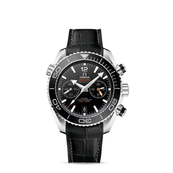 Shop Omega Watches for Legendary Style –Omega Seamaster 46mm Watch - Ref: 215.33.46.51.01.001 - Black Chronograph Index Dial, Black Leather Strap