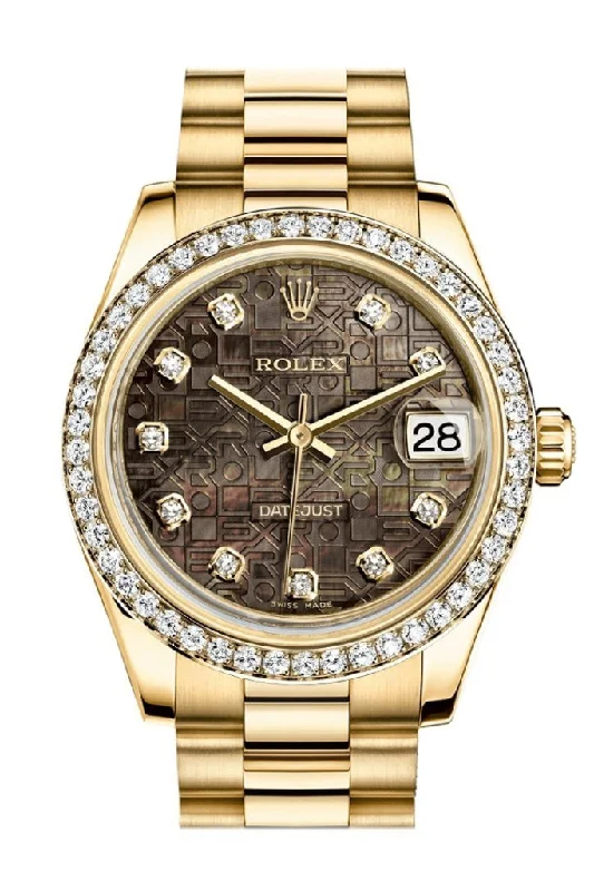 Find the Most Popular Rolex Models –Rolex Datejust 31 Black Mother of Pearl Jubilee Diamond Dial Diamond Bezel 18K Yellow Gold President Ladies Watch 178288 Pre-owned