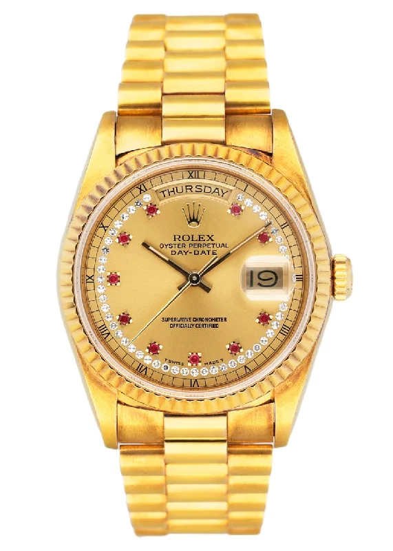 Explore Rolex Watches with Distinctive Designs –Rolex Day Date 18238 Ruby Diamond Dial Mens Watch