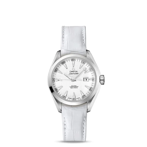 Omega Watches: A Tradition of Swiss Excellence –Omega Seamaster 34mm Watch - Ref: 231.13.34.20.04.001 - White Index Dial, White Leather Strap