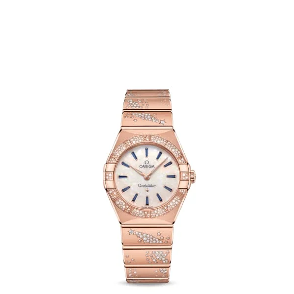 Omega Watches: A True Symbol of Swiss Excellence –Omega Constellation 28mm Watch - Ref: 131.55.28.60.99.002 - White Australian Opal Sapphire Index Dial, 18K Rose Gold Pave Diamond Bracelet