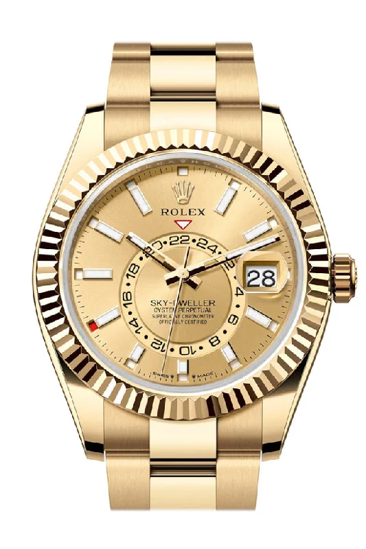 Rolex Watches: Perfect for Every Taste –Rolex Sky Dweller 42 Champagne Dial Yellow Gold Oyster Mens Watch 336938