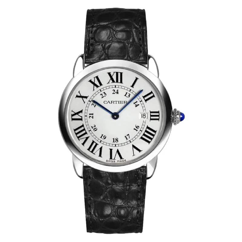 Discover the Most Popular Cartier Models –Cartier Ronde Solo de Cartier 36mm Watch - Ref: W6700255 - Silver Roman & Arabic Dial, Black Leather Strap