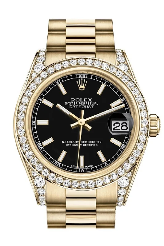 Rolex Watches: Precision Crafted for Luxury –Rolex Datejust 31 Black Dial Diamond Bezel Lug 18K Yellow Gold President Ladies Watch 178158 Pre-owned