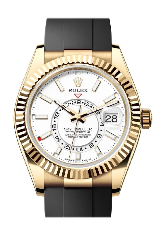 Luxury Rolex Watches for Collectors –Rolex Sky Dweller 42 White Dial Dial Yellow Gold Mens Watch 336238