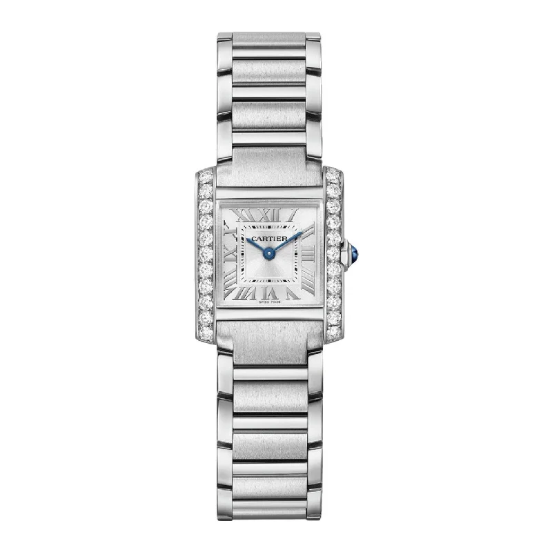 Shop Cartier Watches for Lasting Elegance –Cartier Tank Francaise 25.7mm Women's watch - Ref: W4TA0020 - Silver Roman Dial & Diamond Bezel, Stainless Steel Bracelet