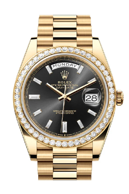 Discover the Most Popular Rolex Models Now –Rolex Day-Date 40 Bright Black Dial Diamonds Dial Diamond Bezel Yellow Gold President Men's Watch 228348RBR 228348