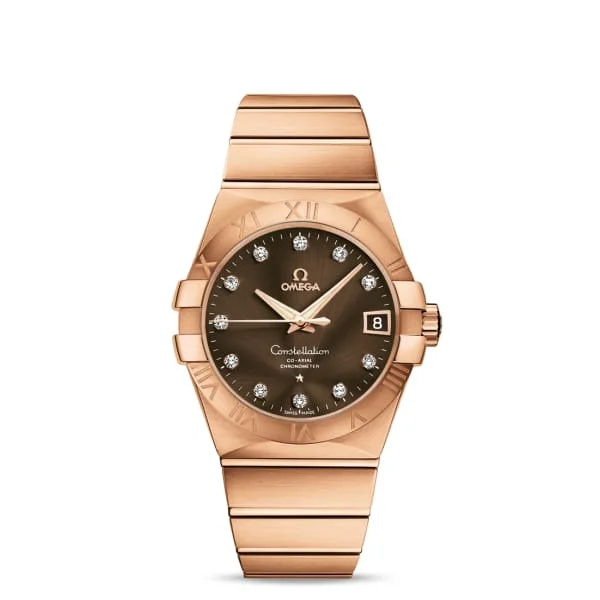 Omega Watches: Swiss Precision and Timeless Elegance –Omega Constellation 38mm Watch - Ref: 123.50.38.21.63.001 - Brown Diamond Index Dial, 18K Rose Gold Bracelet