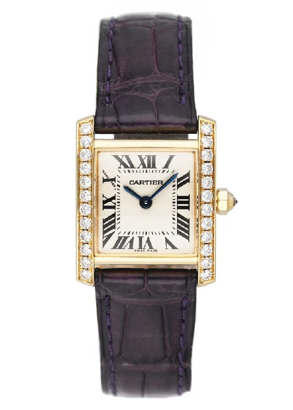 Find Cartier Watches for Every Discerning Eye –Cartier Tank Francaise WE100151 Diamond 18k Yellow Gold Ladies Watch Box Papers