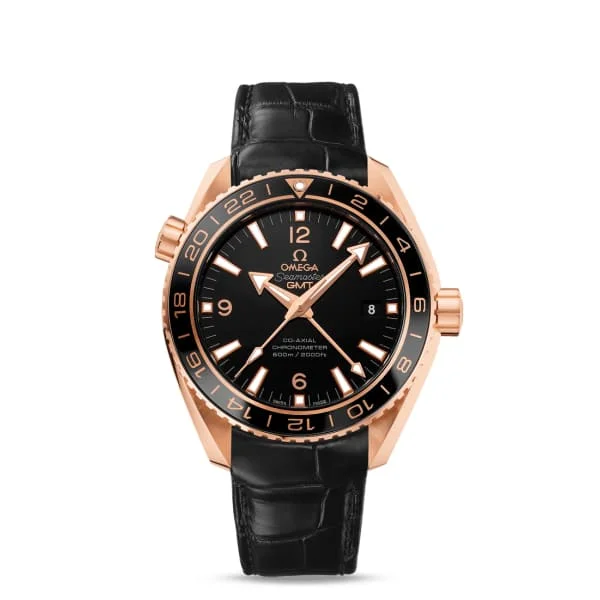 Shop Omega Watches for the Ultimate Timepiece –Omega Seamaster 44mm Watch - Ref: 232.63.44.22.01.001 - Black Index Dial in 18K Rose Gold Case, Black Leather Strap