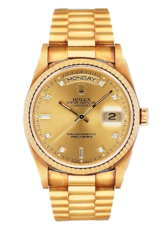 Rolex Watches: The Ultimate Timepiece –Rolex Day Date 18238 Diamond Dial Mens Watch Box Papers