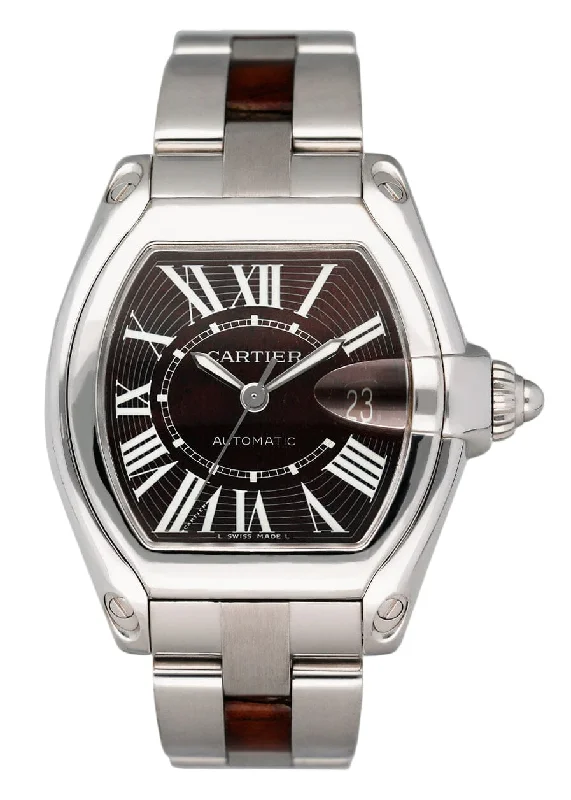 Cartier Watches: Designed for Distinctive Style –Cartier Roadster XL W6206000 Wood Dial White Gold Mens Watch