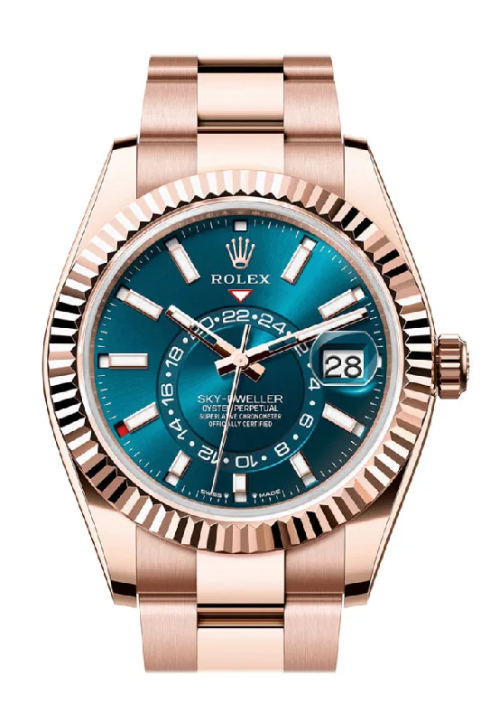 Rolex Watches: Craftsmanship and Luxury –Rolex Sky Dweller 42 Blue- Green Dial Rose Gold Oyster Mens Watch 336935