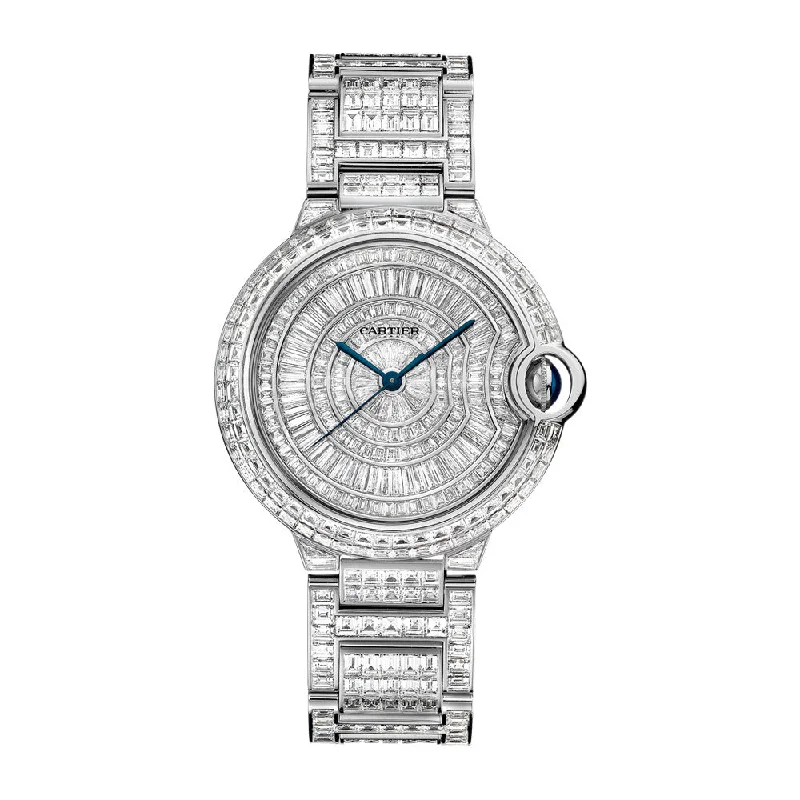 Explore Cartier Watches for Modern Luxury –Cartier Ballon Bleu de Cartier 36mm Watch - Ref: HPI00511 - Baguette Pave Diamond Dial & Diamond Bezel, 18K White Gold Diamond Bracelet