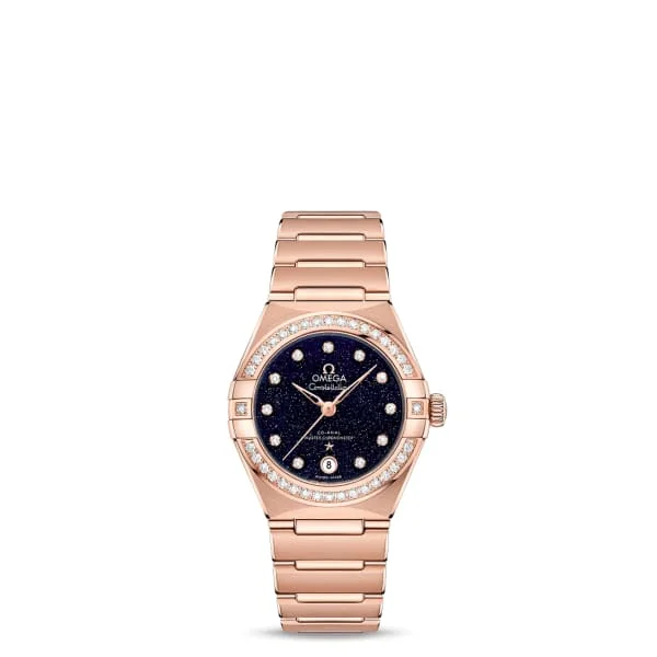 Find Omega Watches with Superior Craftsmanship –Omega Constellation 29mm Watch - Ref: 131.55.29.20.53.003 - Blue Diamond Index Dial & Diamond Bezel, 18K Rose Gold Bracelet