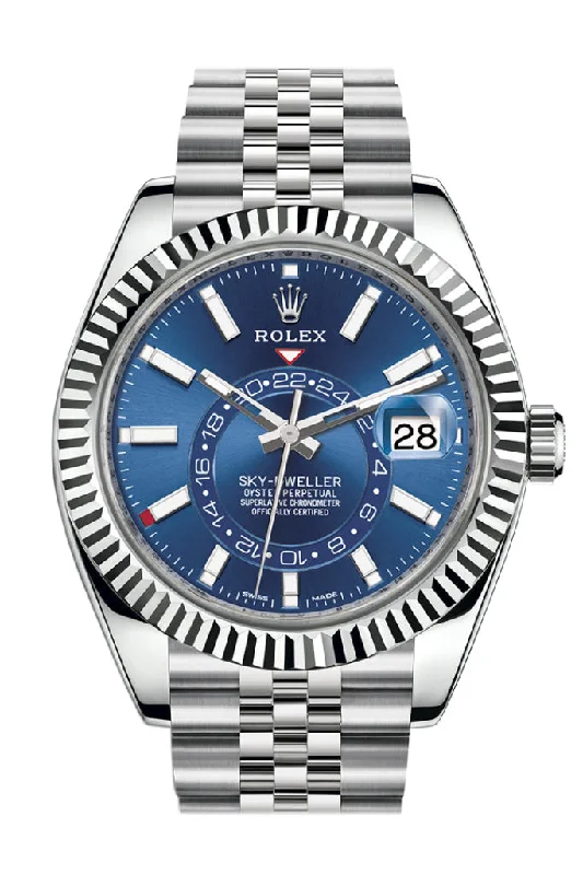 Rolex Watches for Those Who Appreciate Quality –Rolex Sky Dweller Blue Dial 18K White Gold Bezel Steel Jubilee Men's Watch 326934