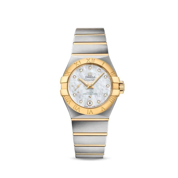 Explore Omega Watches for Exceptional Value –Omega Constellation 27mm Watch - Ref: 127.20.27.20.55.002 - White Mother of Pearl Diamond Index Dial, Two Tone Stainless Steel & 18K Yellow Gold Bracelet