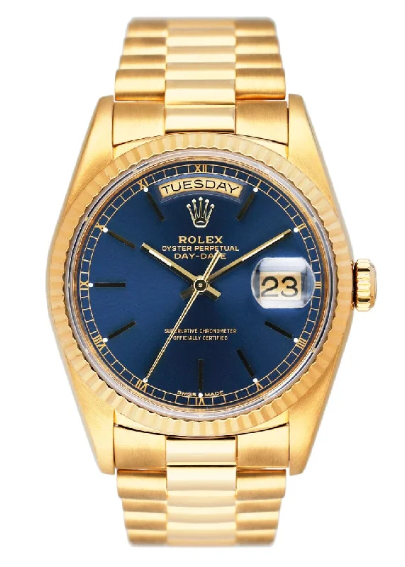 Rare Rolex Watches Online –Rolex Day Date 18238 Blue Dial 18K Yellow Gold Mens Watch