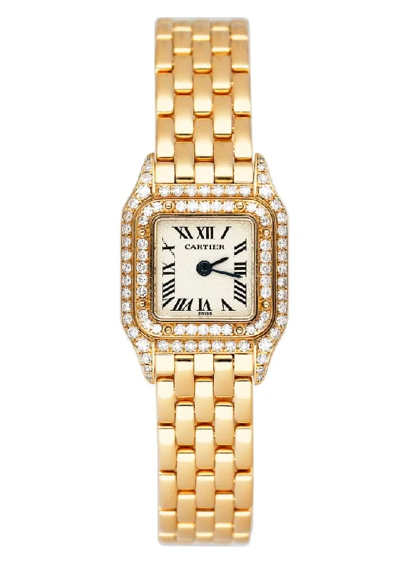 Shop Cartier Watches for Rare, Iconic Models –Cartier Panthere Mini WF3163B9 Diamond 18K Yellow Gold Ladies Watch