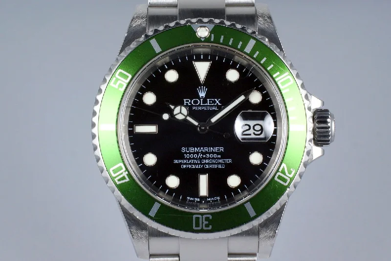 Rolex Watches: A True Luxury Investment –2004 Rolex Green Submariner 16610V Mark I Dial with RSC Service Estimate