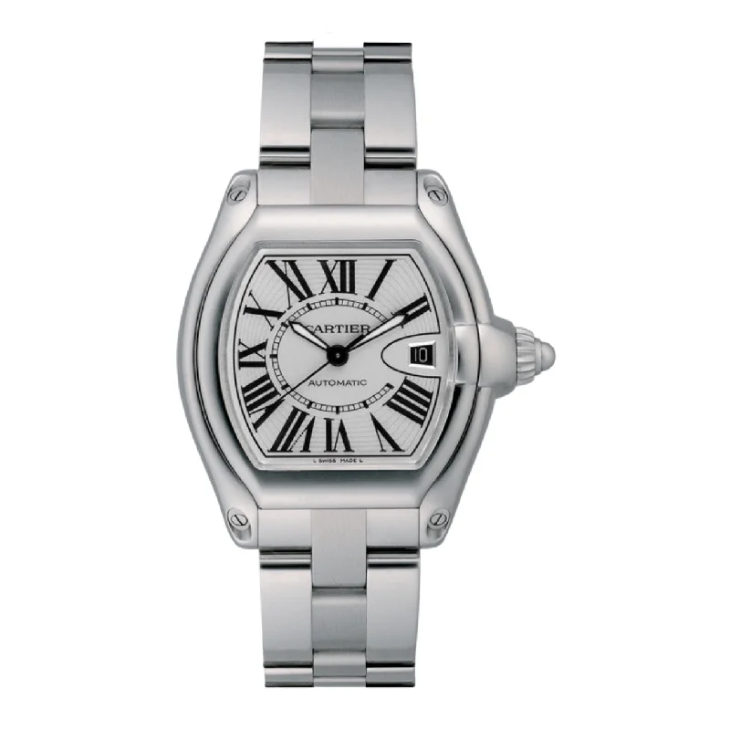 Cartier Watches: A Legacy of Luxury –Cartier Roadster 46mm Watch - Ref: W6206017 - Silver Roman Dial, Stainless Steel Bracelet