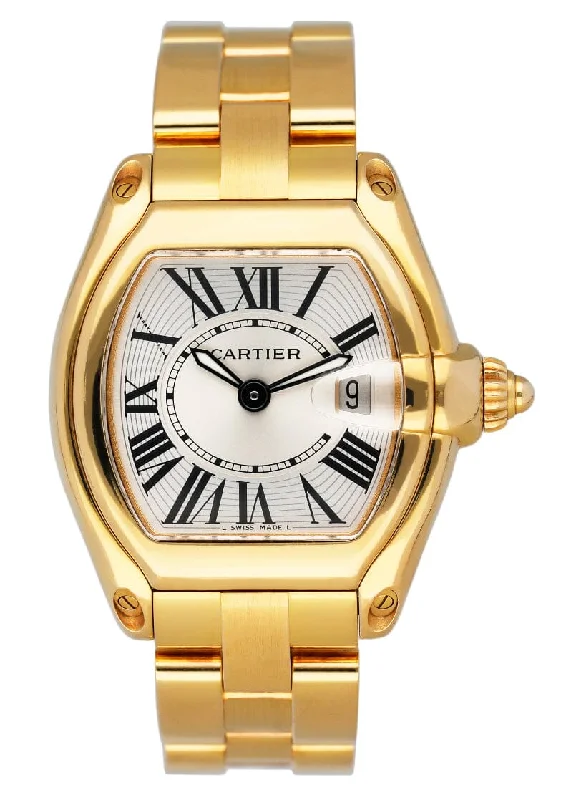 Discover Cartier Watches for Unmatched Style –Cartier Roadster W62018Y5 Sliver Dial Yellow Gold Ladies Watch