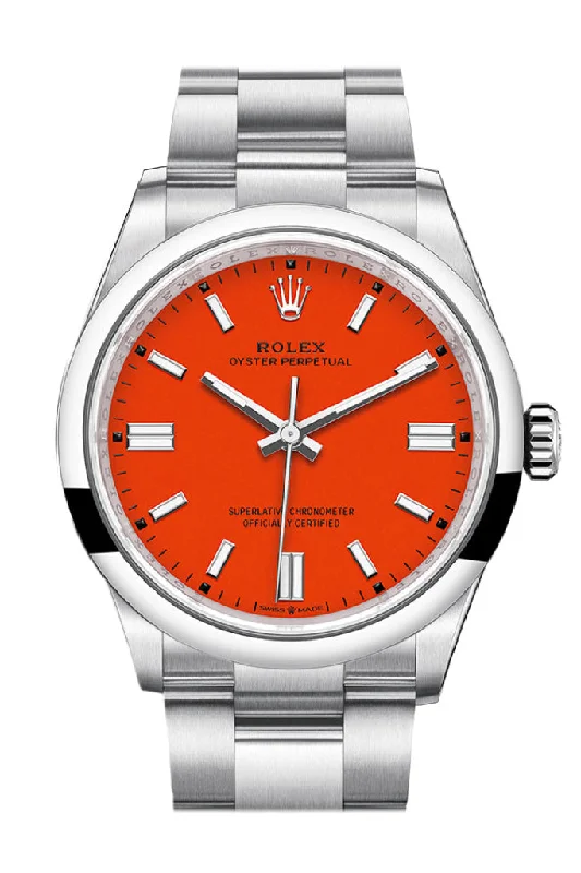 Shop Rolex Watches for Unmatched Precision –Rolex Oyster Perpetual 36 Coral Red Dial Oyster Bracelet Watch 126000