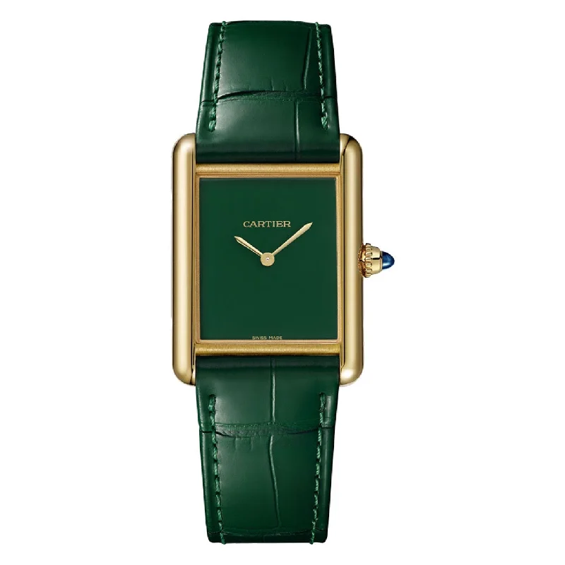 Cartier Watches: Iconic Design Meets Precision –Cartier Tank Louis 33.7mm Watch - Ref: WGTA0191 - Green Dial in 18K Yellow Gold Case, Green Alligator Strap