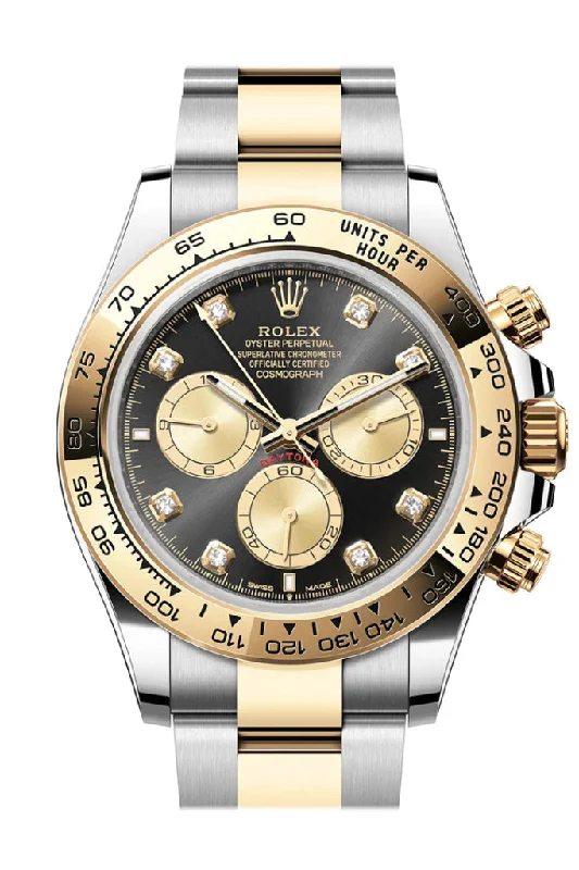 Explore Rolex Watches for Unrivaled Quality –Rolex Daytona 40 Black and Golden Diamond Dial Yellow Gold Stainless Steel Mens Watch 126503