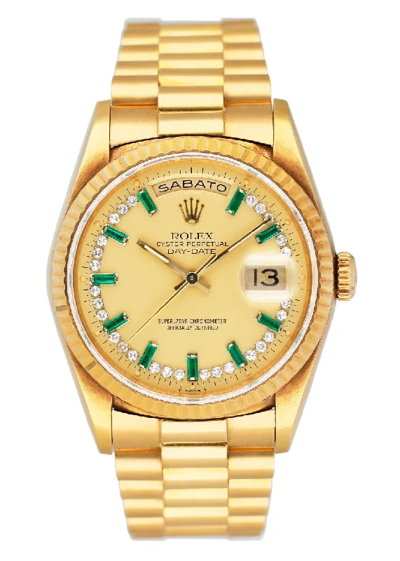 Shop Rolex Watches for Unmatched Style and Precision –Rolex Day Date 18238 Emerald Diamond Dial Mens Watch