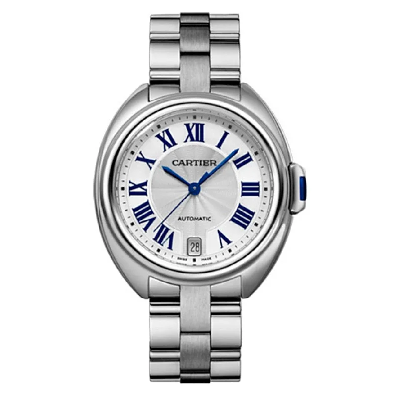 Shop Cartier Watches for Luxury That Lasts –Cartier Cle de Cartier 35mm Women's watch - Ref: WSCL0006 - Silver Roman Dial, Stainless Steel Bracelet