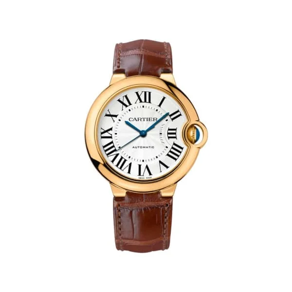 Cartier Watches for Every Style and Taste –Cartier Ballon Bleu de Cartier 38.5mm Watch - Ref: W6900356 - White Roman Dial in 18K Yellow Gold Case, Brown Leather Strap