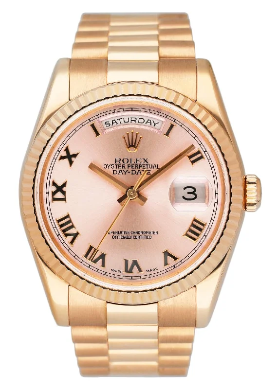 Luxury Rolex Watches Available Online –Rolex Day Date 118235 Pink Dial 18k Rose Gold Mens Watch