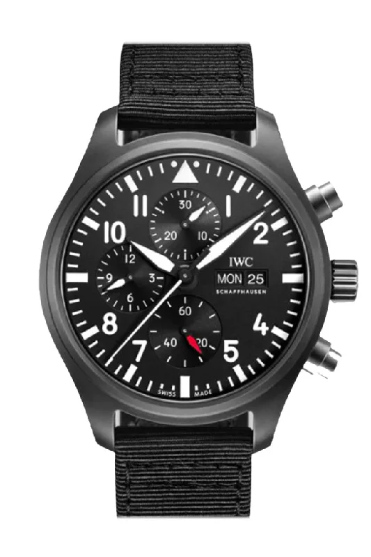 Find Iconic IWC Timepieces Now –IWC Pilot Top Gun Chronograph Automatic Black Dial Men's Watch IW389101