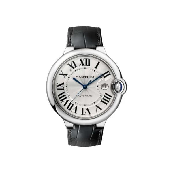 Shop Cartier Watches for Lasting Elegance –Cartier Ballon Bleu de Cartier 42.1mm Watch - Ref: W69016Z4 - Silver Roman Dial,  Black Alligator Strap