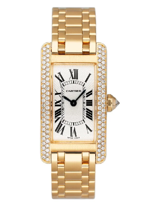 Shop Cartier Watches for Unmatched Quality –Cartier Tank Americaine WB7012K2 Diamond Silver Dial Ladies Watch